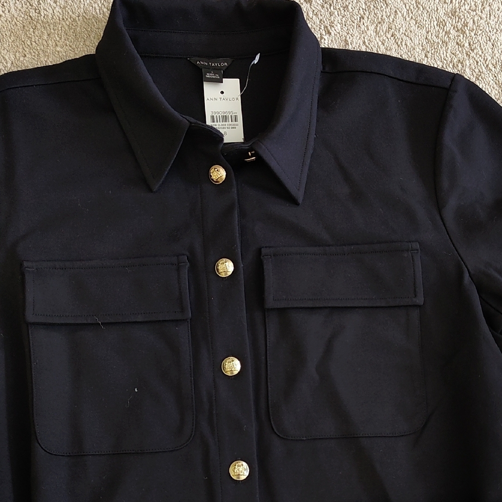Elegant Black Belted Shirt Dress - Picture 2 of 9